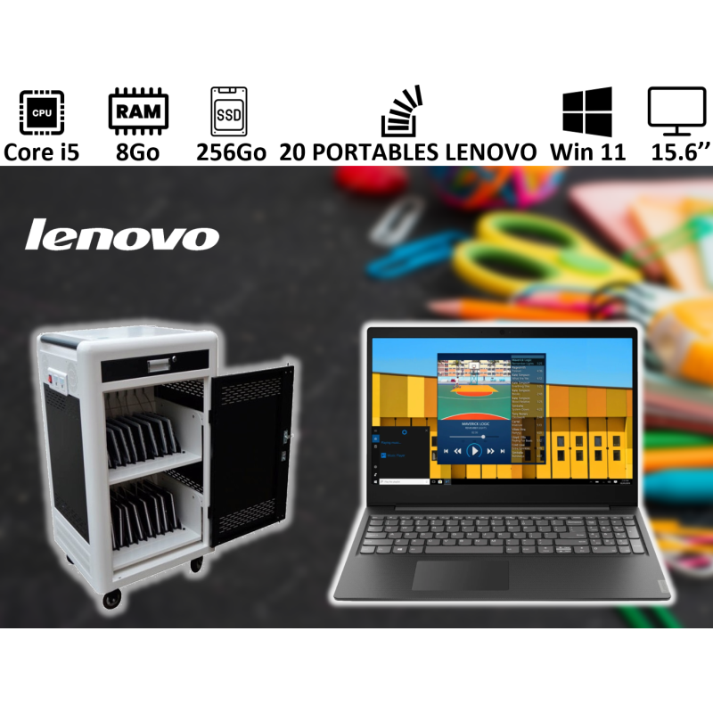Classe Mobile 20 Portable LENOVO i5 8Go SSD256 15.6'' Windows 11 Pro NEUF