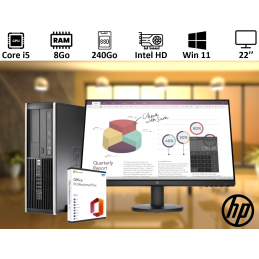 Ordinateur HP i5 + Ecran 22'' + Office 2021