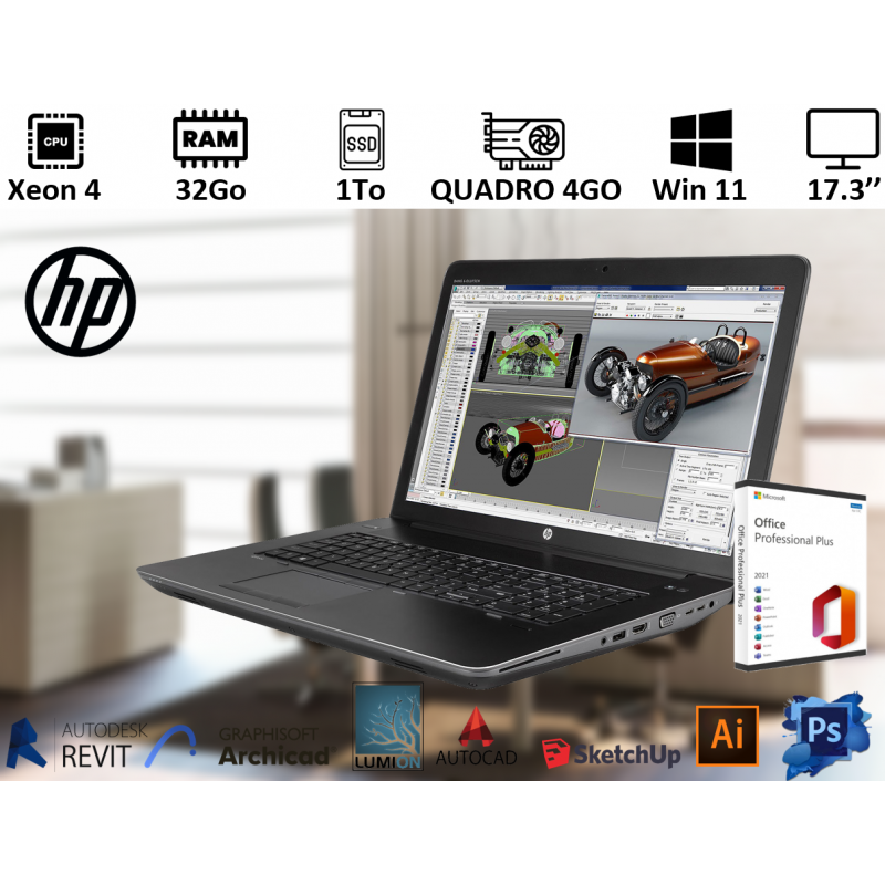 PC Portable ZBOOK 17 Xeon 32Go avec Office 2021